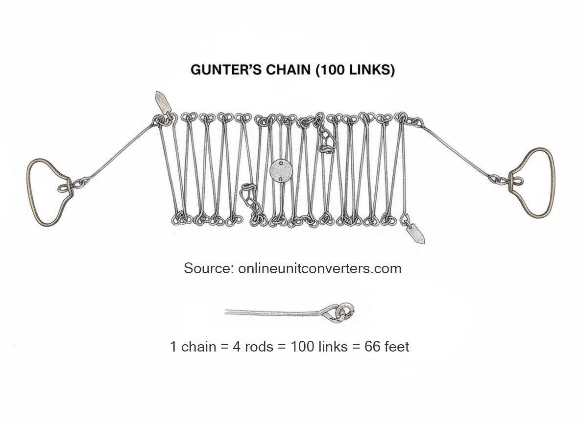 Sketch of a Gunter's chain (surveyor's chain)